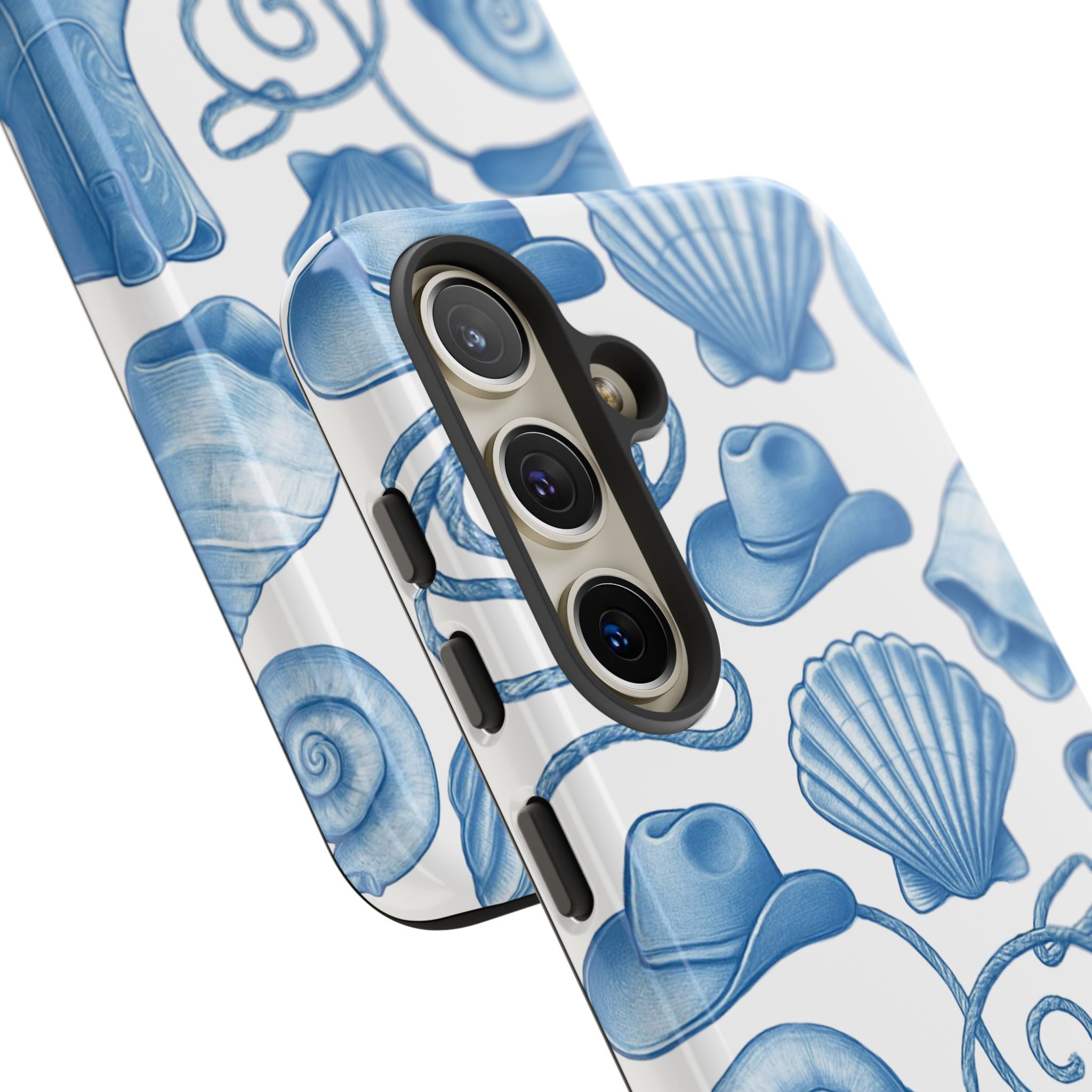 Blue Coastal Cowgirl Phone Case – Seashells, Boots & Beach Vibes