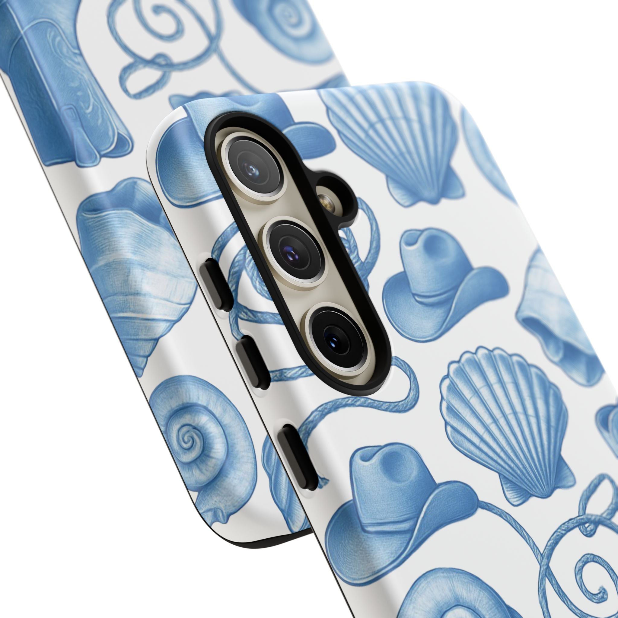 Blue Coastal Cowgirl Phone Case – Seashells, Boots & Beach Vibes