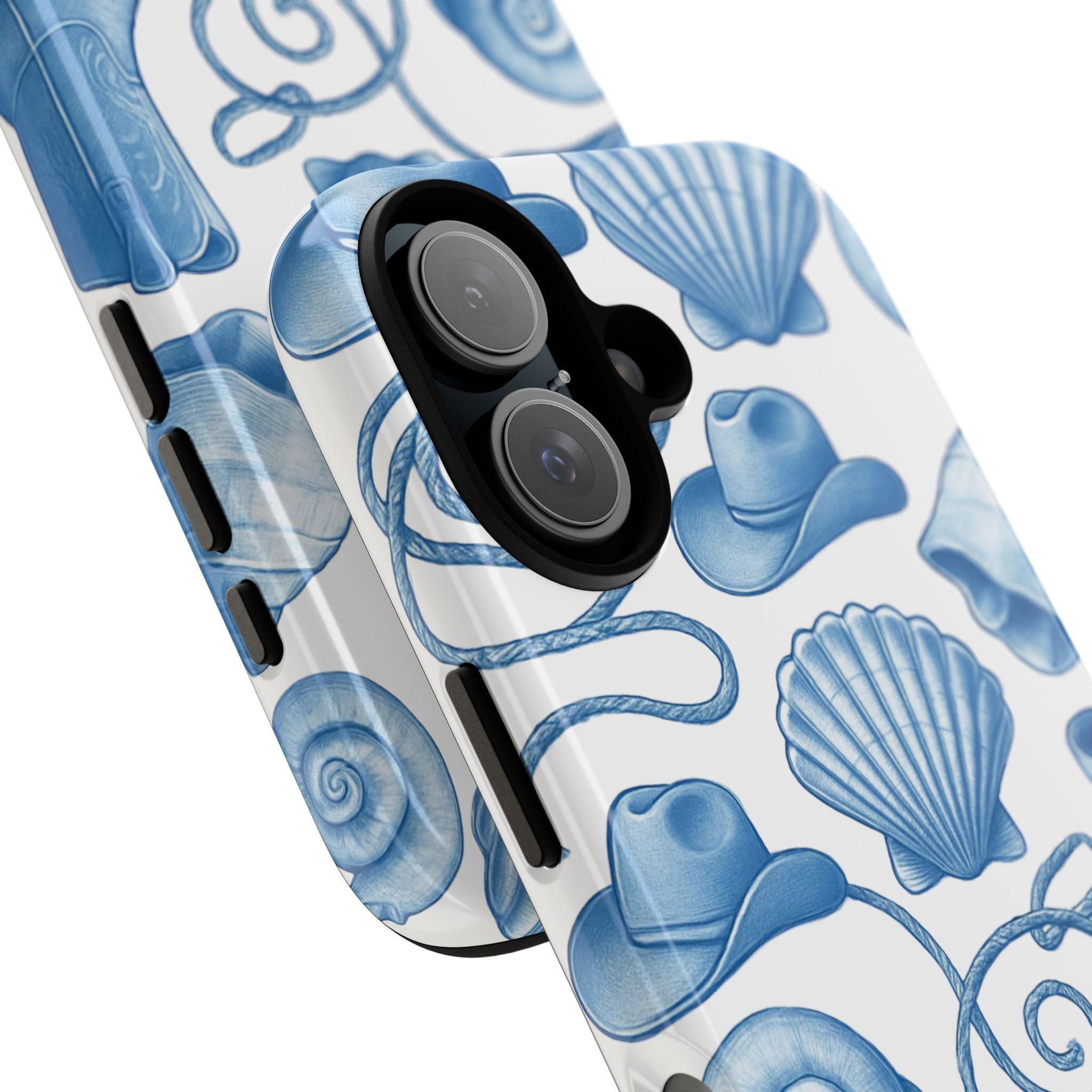 Blue Coastal Cowgirl Phone Case – Seashells, Boots & Beach Vibes