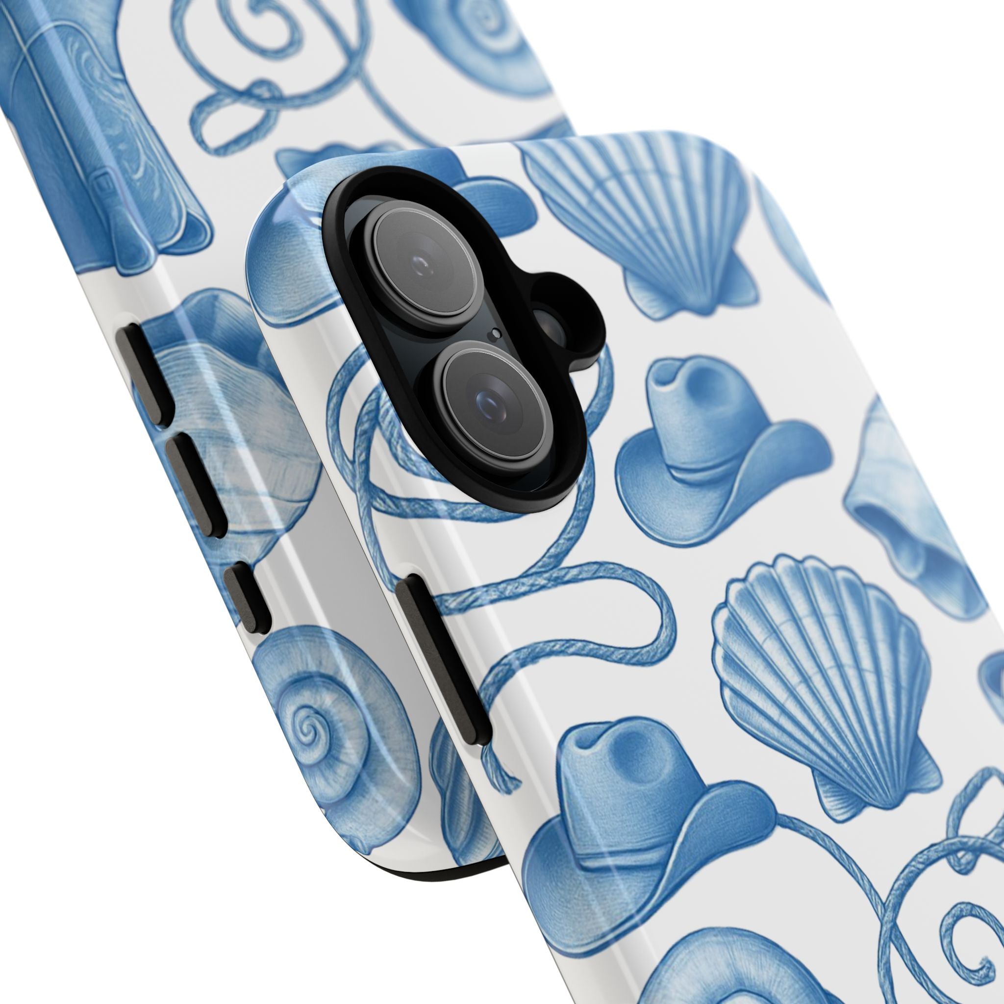 Blue Coastal Cowgirl Phone Case – Seashells, Boots & Beach Vibes