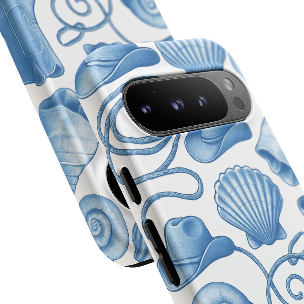 Blue Coastal Cowgirl Phone Case – Seashells, Boots & Beach Vibes