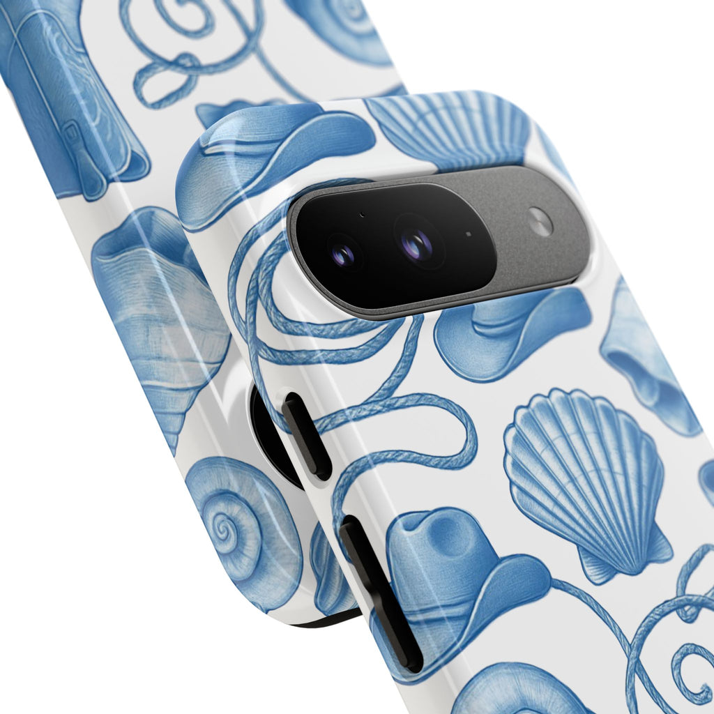 Blue Coastal Cowgirl Phone Case – Seashells, Boots & Beach Vibes