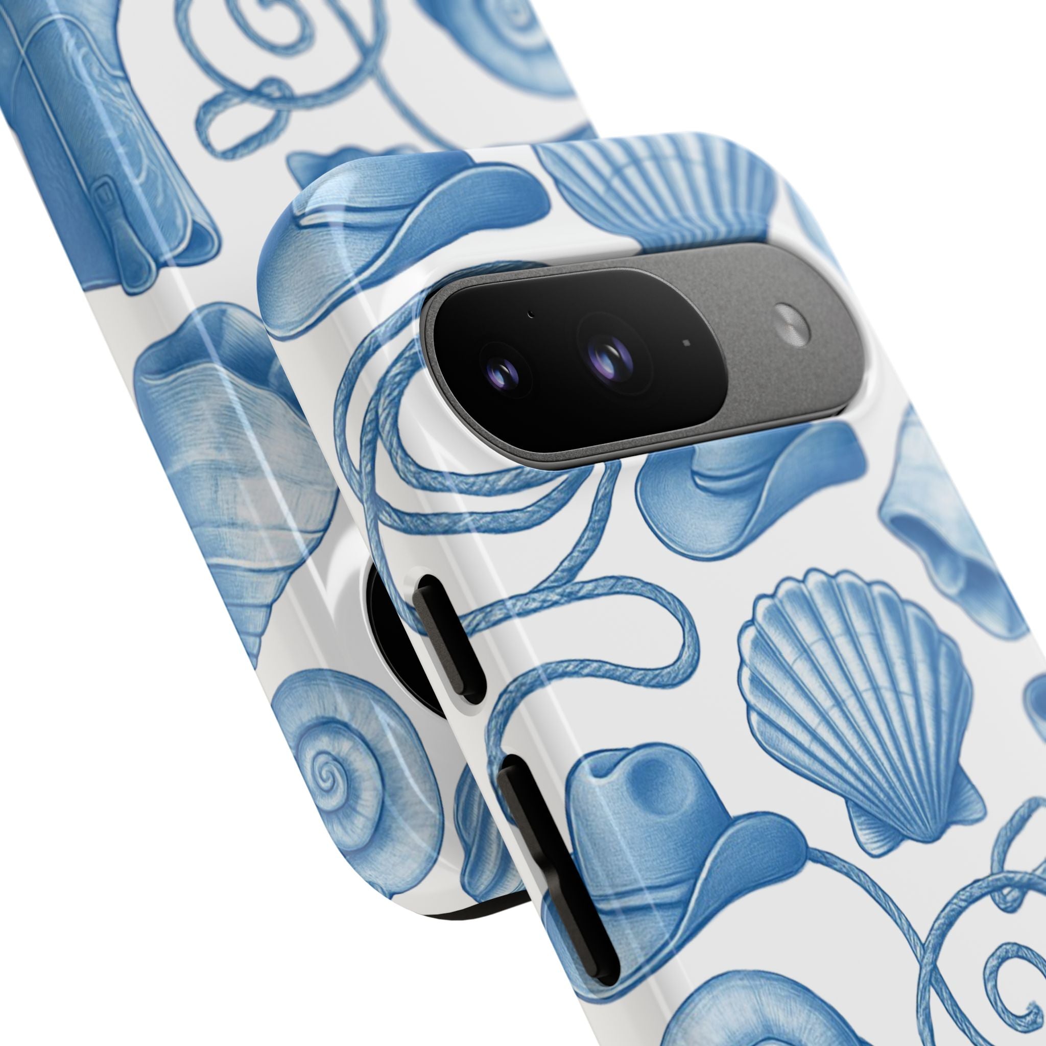 Blue Coastal Cowgirl Phone Case – Seashells, Boots & Beach Vibes