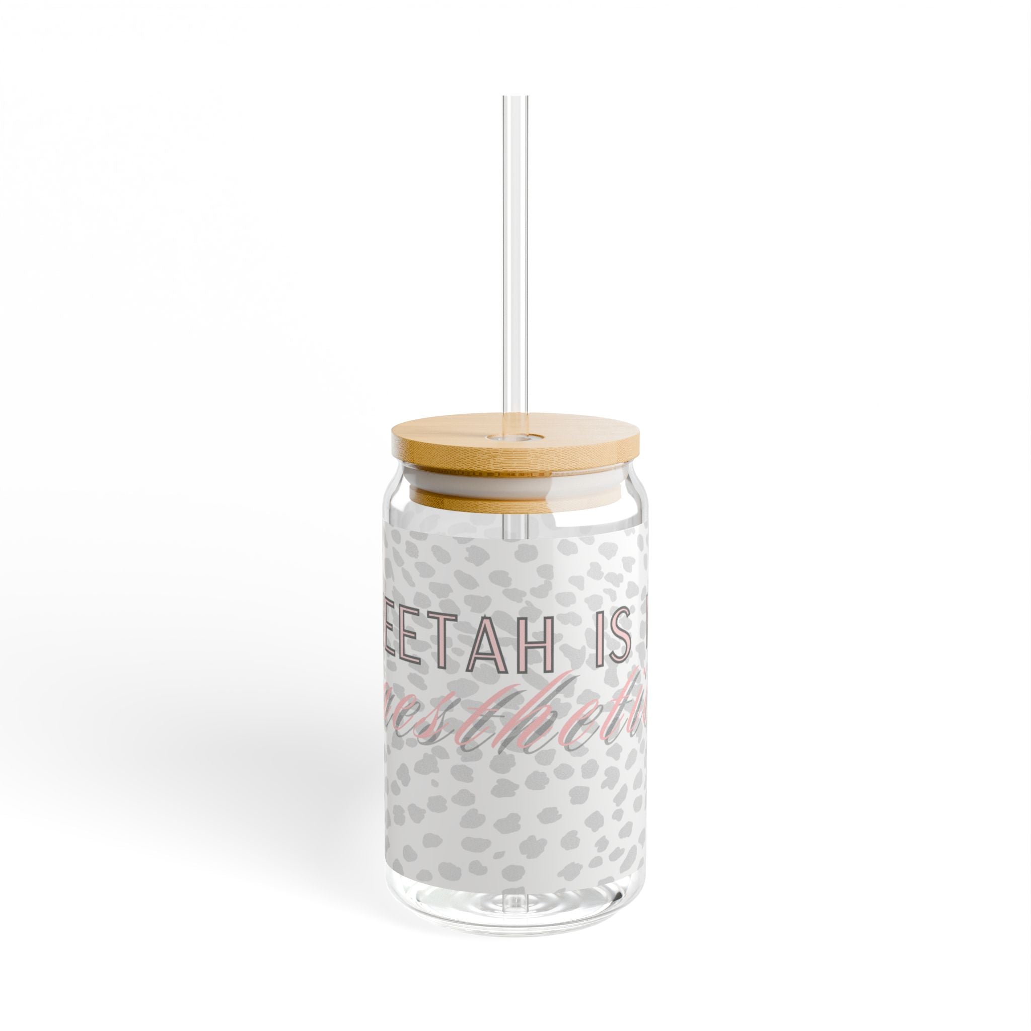Stylish Cheetah Sipper Glass, 16oz Water Bottle, Trendy Drinkware, Cute Gift for Animal Lovers, Reusable Straw, Summer Party Essential
