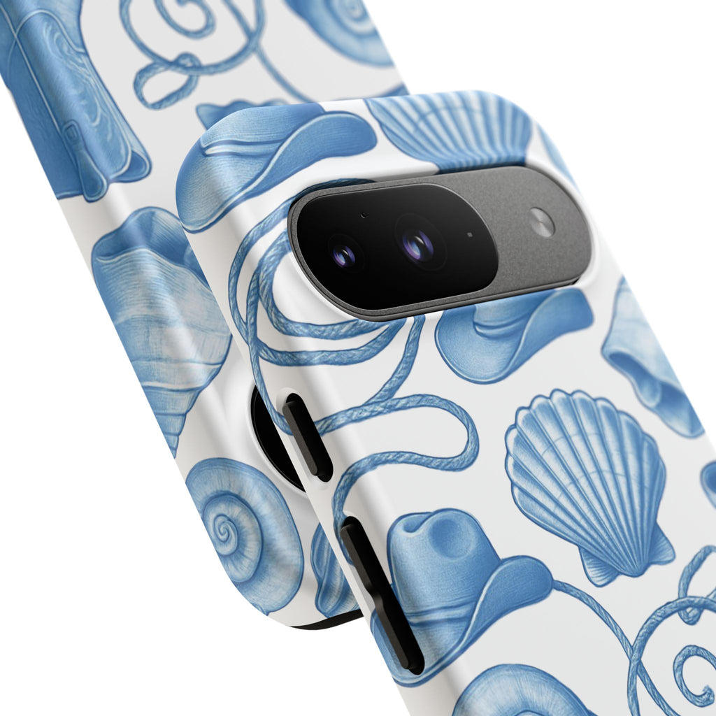 Blue Coastal Cowgirl Phone Case – Seashells, Boots & Beach Vibes