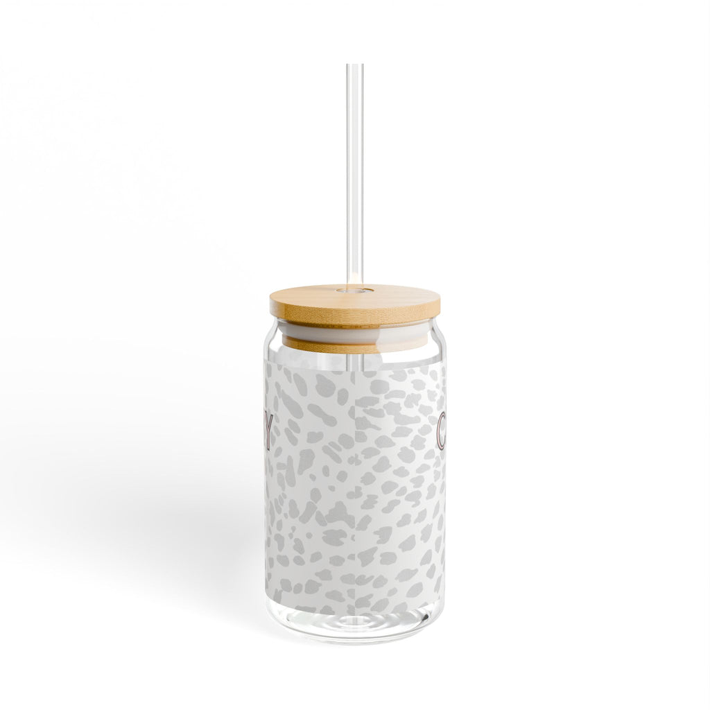 Stylish Cheetah Sipper Glass, 16oz Water Bottle, Trendy Drinkware, Cute Gift for Animal Lovers, Reusable Straw, Summer Party Essential