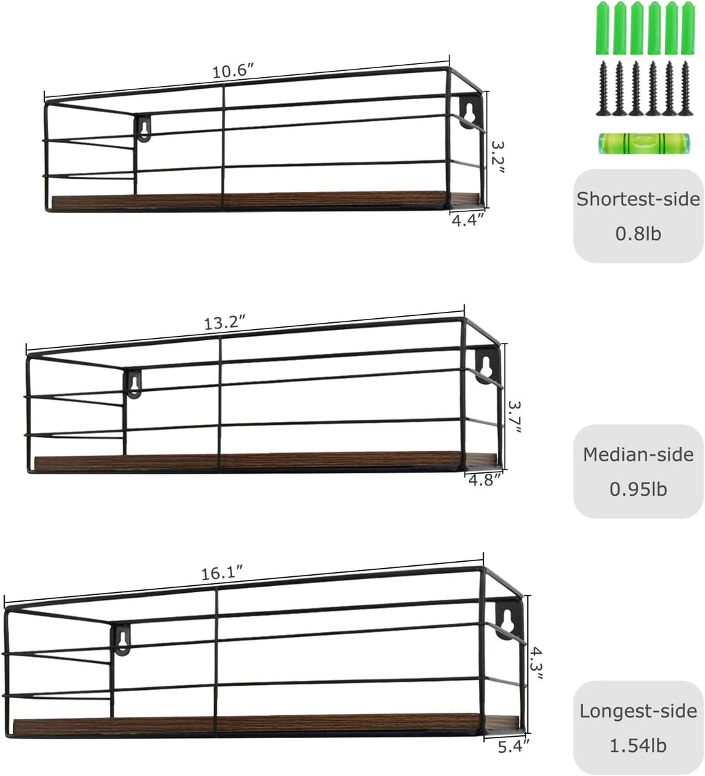 Stylish Floating Shelves Set of 3 - Perfect Wall-Mounted Storage for Any Room in Your Home