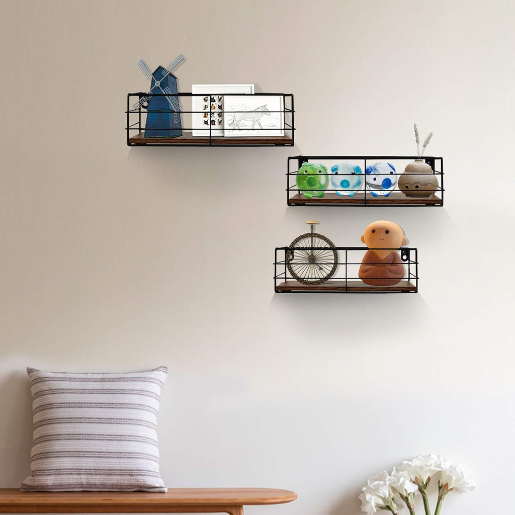 Stylish Floating Shelves Set of 3 - Perfect Wall-Mounted Storage for Any Room in Your Home