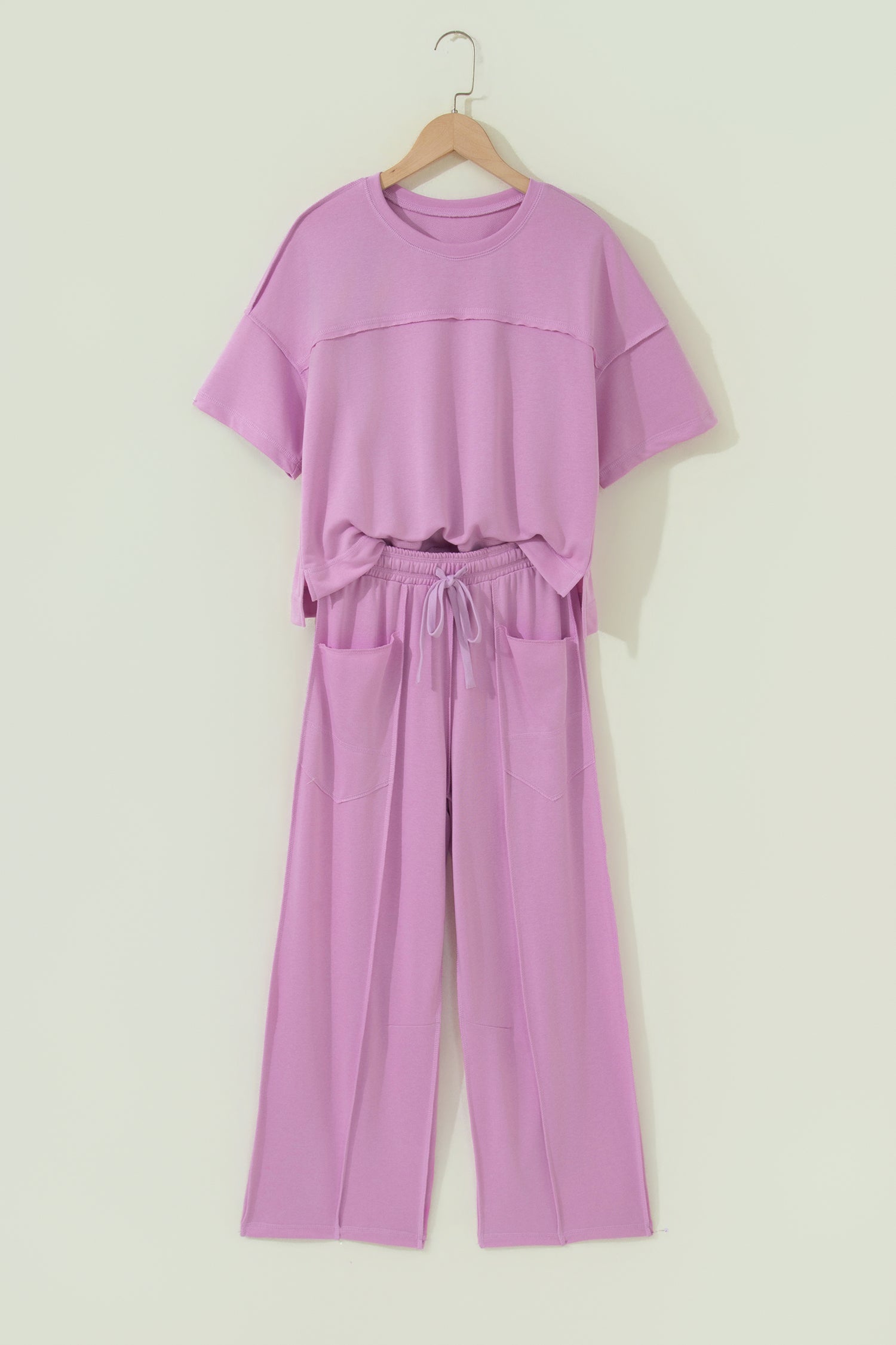 Sky Blue Drop Shoulder Boxy Tee and Barrel Pants Set