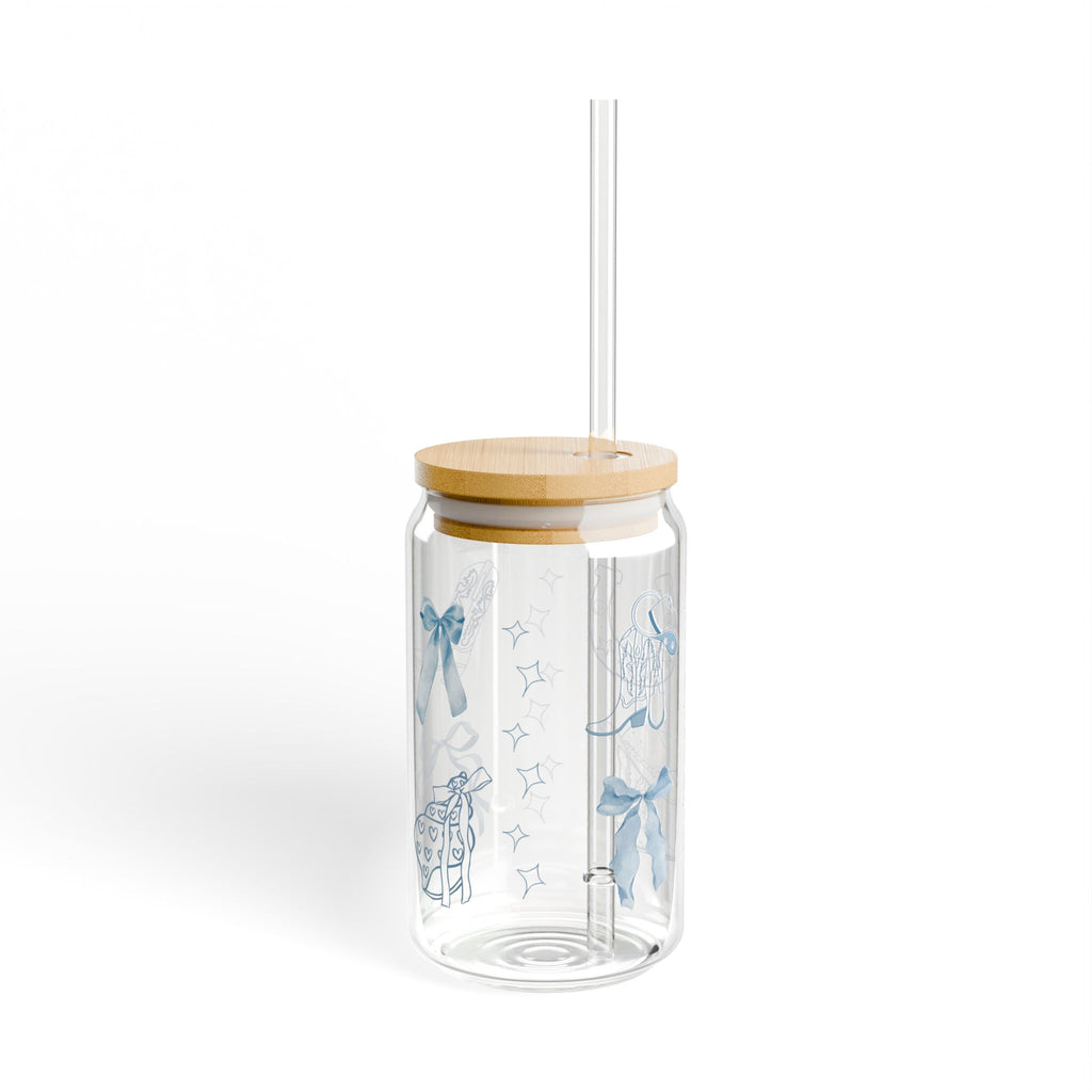 Stylish Glass Sipper with Bamboo Lid, Eco-Friendly Drinking Jar, Perfect for Parties, Weddings, and Home Decor, Reusable Beverage Container