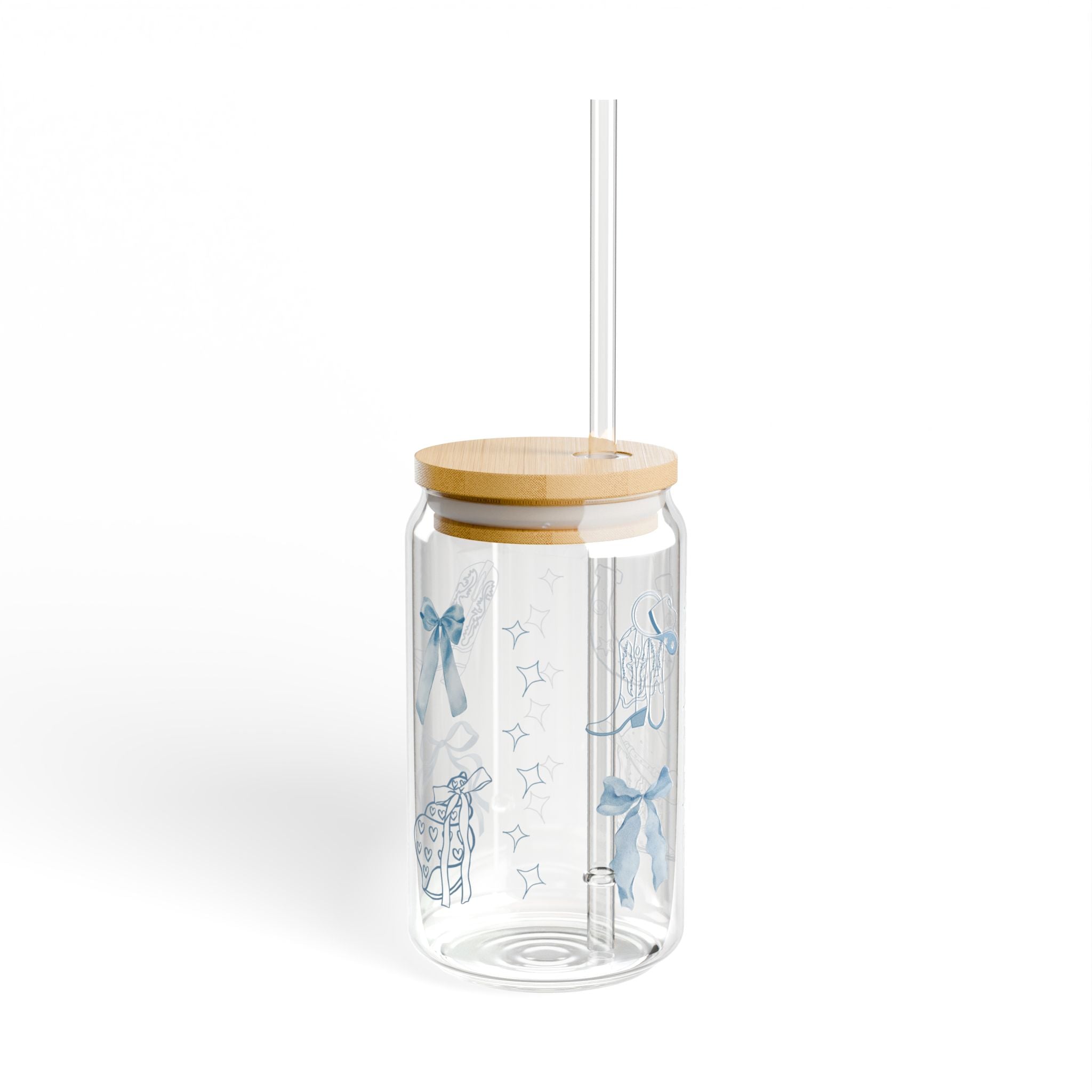 Stylish Glass Sipper with Bamboo Lid, Eco-Friendly Drinking Jar, Perfect for Parties, Weddings, and Home Decor, Reusable Beverage Container