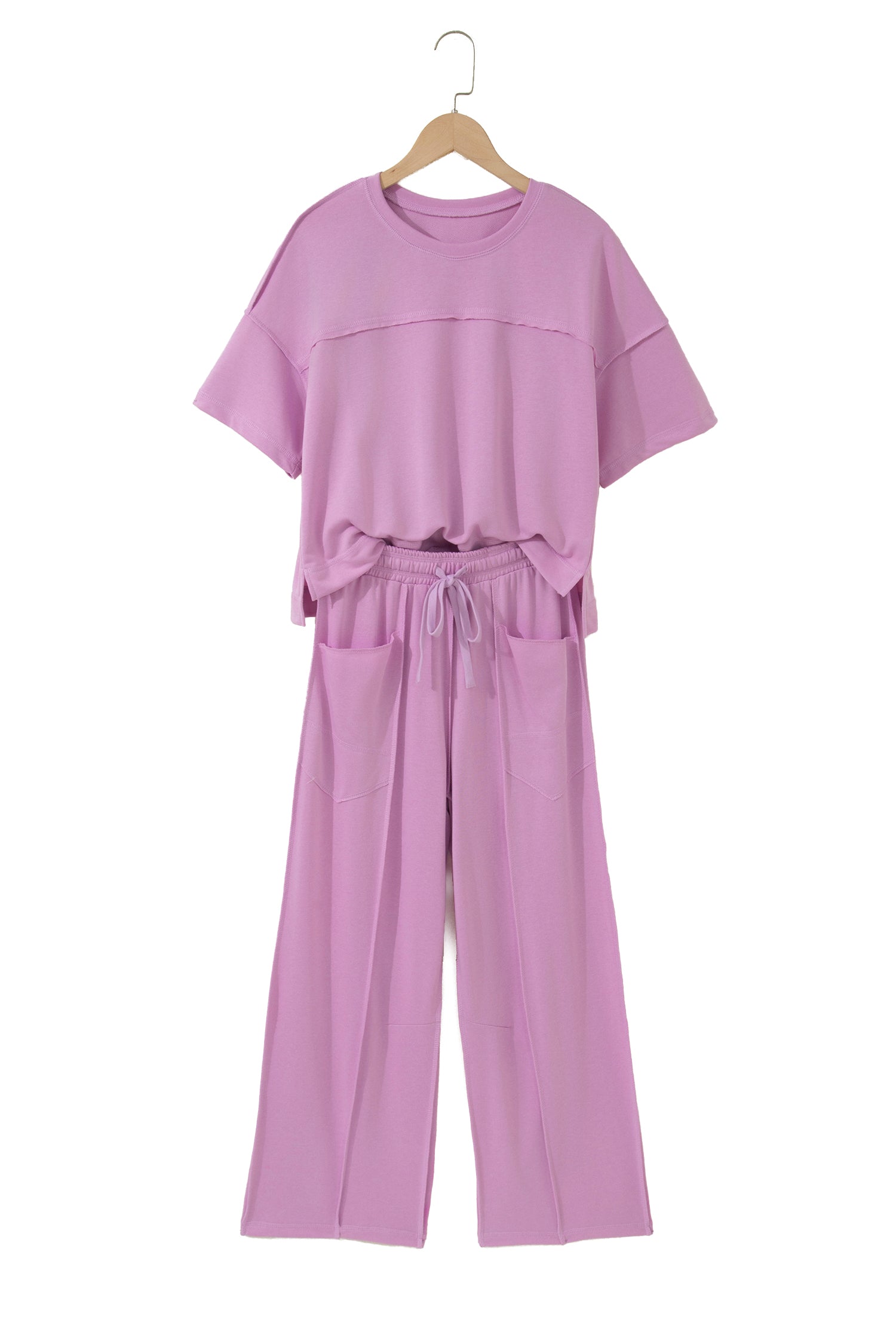 Sky Blue Drop Shoulder Boxy Tee and Barrel Pants Set