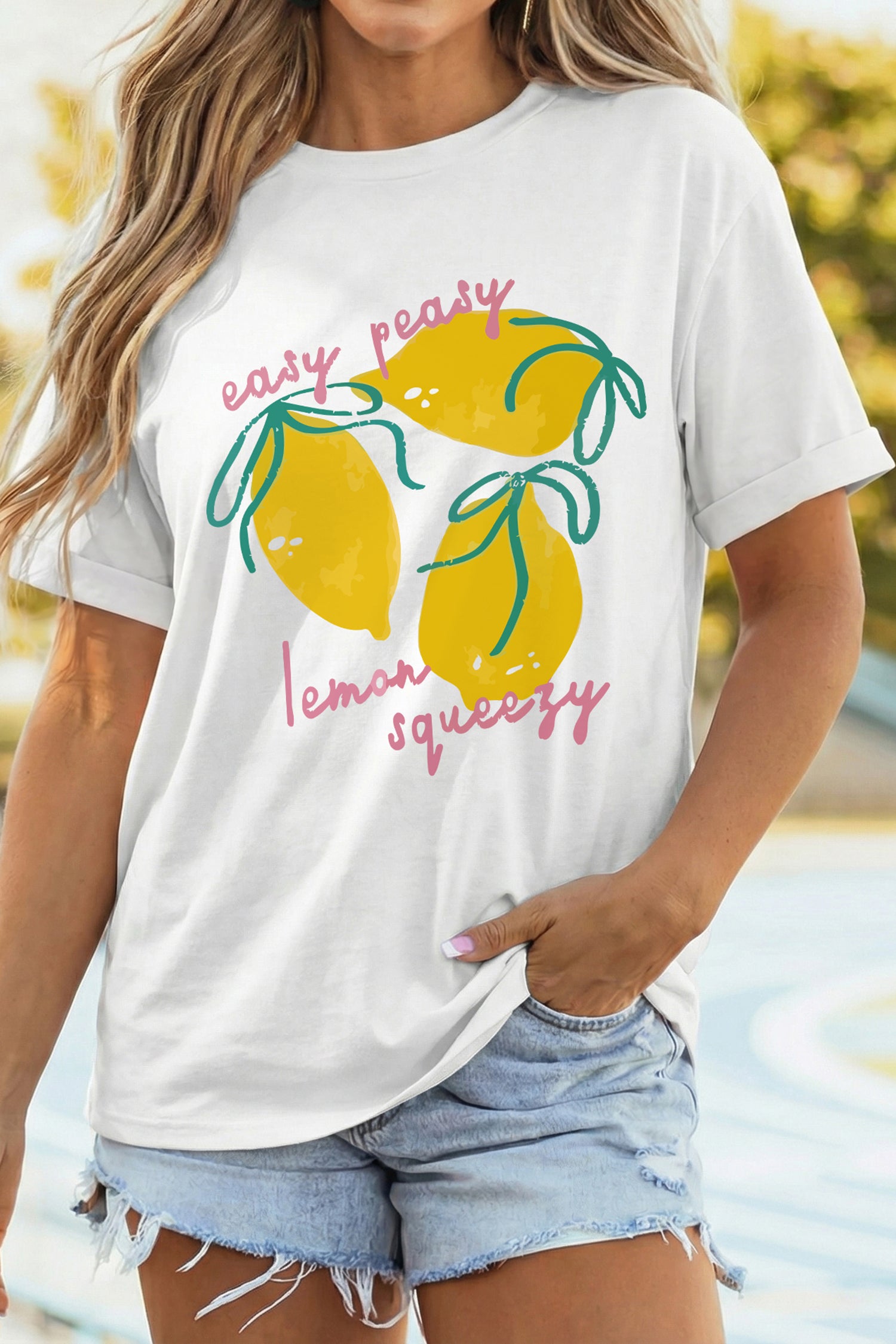 White Easy Peasy Lemon Squeezy Graphic Tee