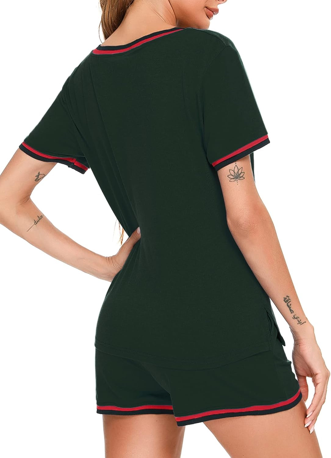Short Sets Women 2 Piece Outfits Tracksuit Set Silk Pajama Set with Pockets